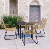 Matgrupp för trädgården 5 delar konstrotting och glas vidaXL 80 cm table length – miniatyr 1