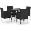 Matgrupp för trädgården 5 delar konstrotting svart vidaXL 80 cm table length – miniatyr 2