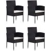 Matgrupp för trädgården 5 delar konstrotting svart vidaXL 80 cm table length – miniatyr 3