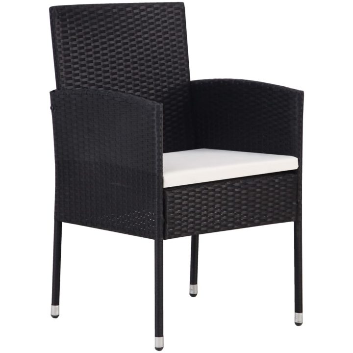 Matgrupp för trädgården 5 delar konstrotting svart vidaXL 80 cm table length – bild 4