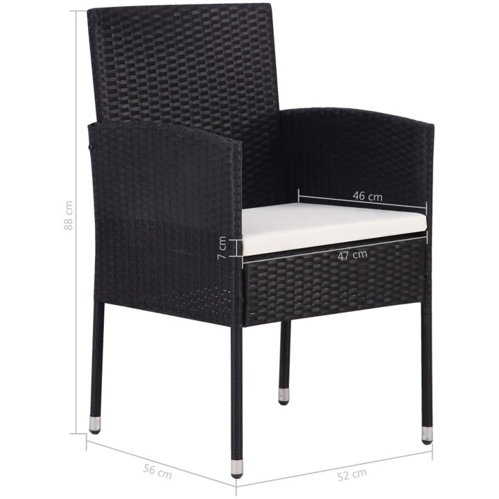 Matgrupp för trädgården 5 delar konstrotting svart vidaXL 80 cm table length – bild 8