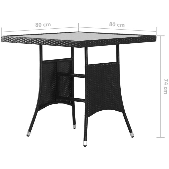 Matgrupp för trädgården 5 delar konstrotting svart vidaXL 80 cm table length – bild 9