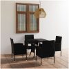 Matgrupp för trädgården 5 delar konstrotting svart vidaXL 80 cm table length – miniatyr 1