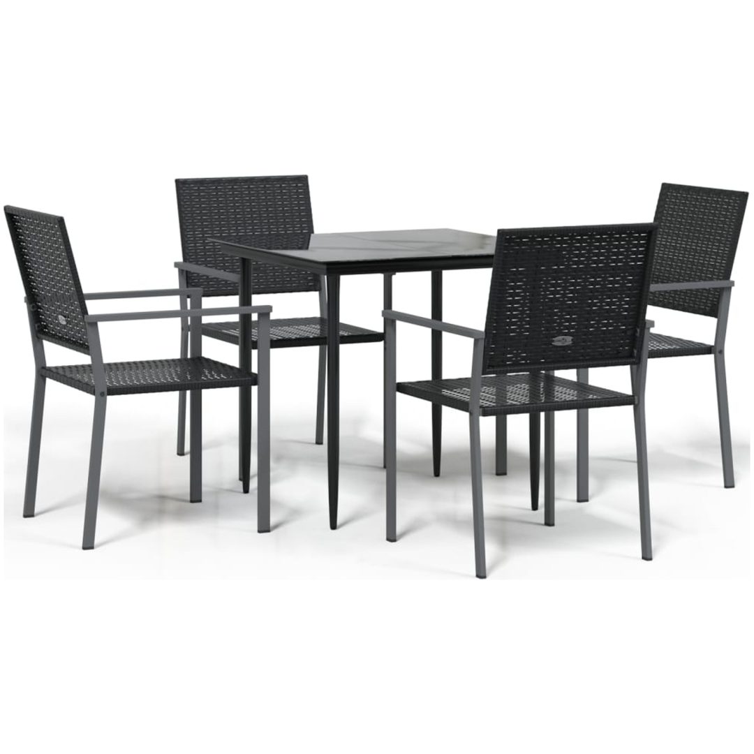 Matgrupp för trädgården 5 delar konstrottning & stål vidaXL 80 cm table length – bild 2