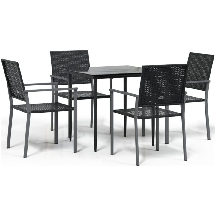 Matgrupp för trädgården 5 delar konstrottning & stål vidaXL 80 cm table length – bild 2