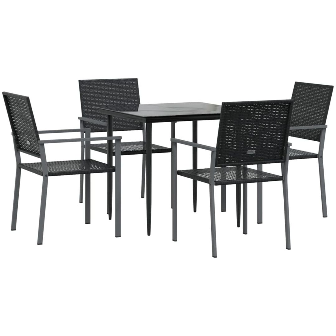 Matgrupp för trädgården 5 delar konstrottning & stål vidaXL 80 cm table length – bild 3