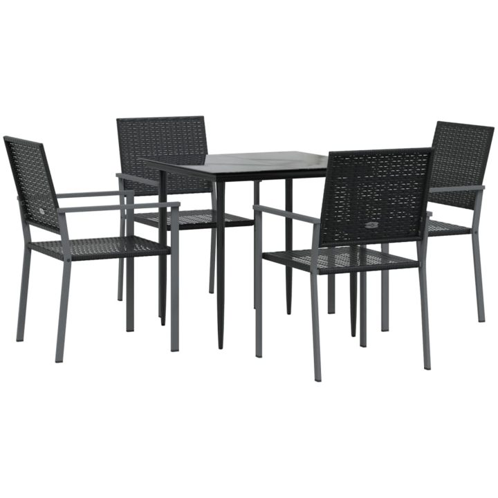 Matgrupp för trädgården 5 delar konstrottning & stål vidaXL 80 cm table length – bild 3