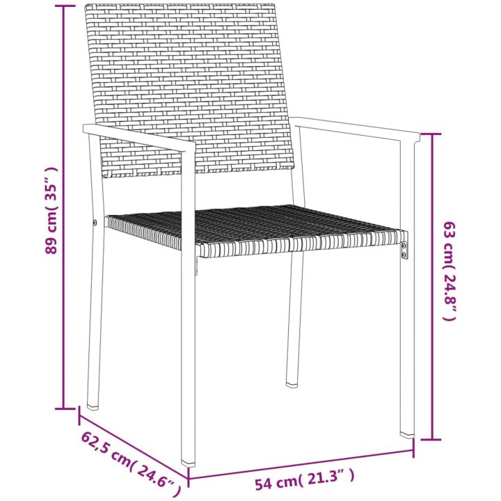 Matgrupp för trädgården 5 delar konstrottning & stål vidaXL 80 cm table length – bild 9
