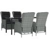 Matgrupp för trädgården 5 delar ljusgrå konstrottning vidaXL 160 cm table length – miniatyr 3