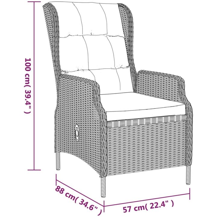 Matgrupp för trädgården 5 delar ljusgrå konstrottning vidaXL 160 cm table length – bild 11