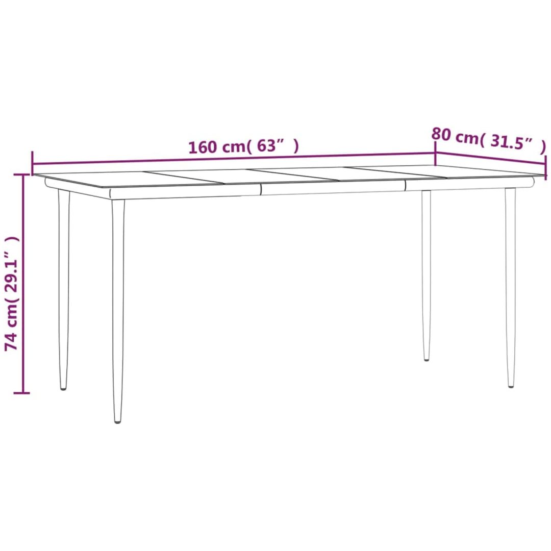 Matgrupp för trädgården 5 delar ljusgrå konstrottning vidaXL 160 cm table length – bild 12