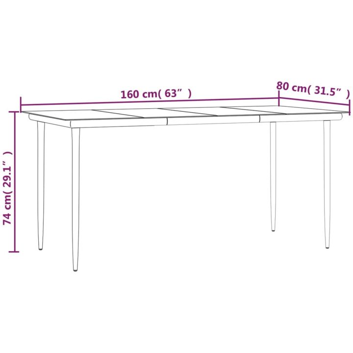 Matgrupp för trädgården 5 delar ljusgrå konstrottning vidaXL 160 cm table length – bild 12