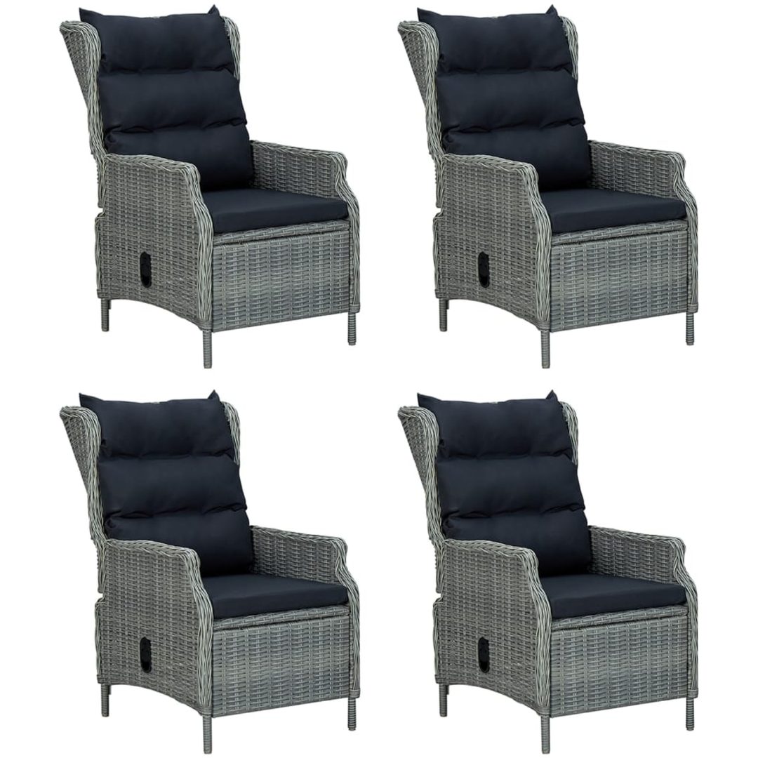 Matgrupp för trädgården 5 delar ljusgrå konstrottning vidaXL 160 cm table length – bild 4