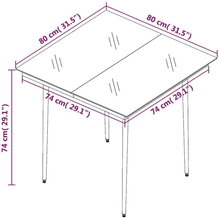 Matgrupp för trädgården 5 delar ljusgrå vidaXL 80 cm table length – bild 8