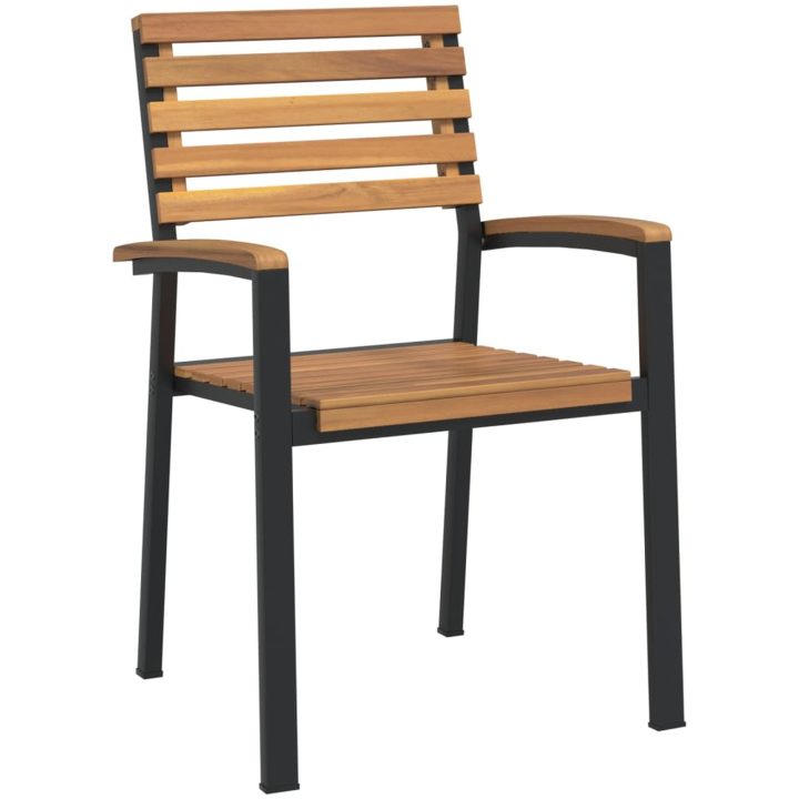Matgrupp för trädgården 5 delar massivt akacia&metall vidaXL 180 cm table length – bild 4