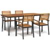 Matgrupp för trädgården 5 delar massivt akacia&metall vidaXL 180 cm table length – miniatyr 1