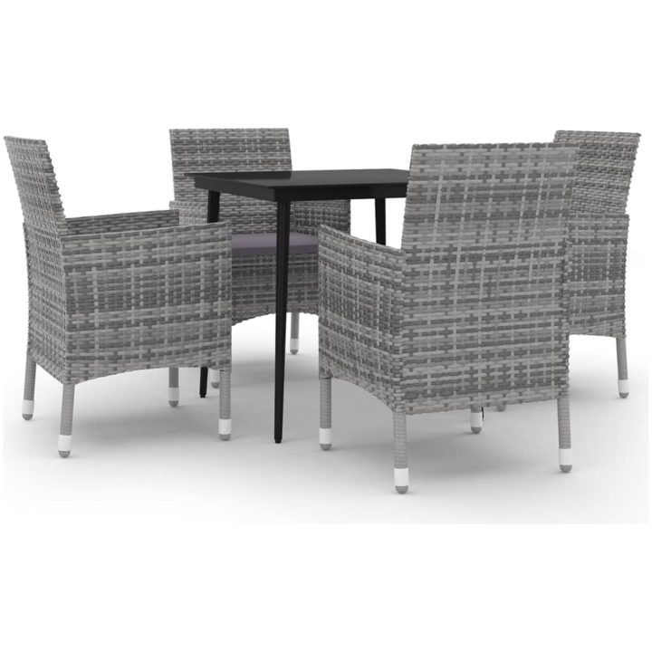 Matgrupp för trädgården 5 delar med dynor konstrotting och glas vidaXL 80 cm table length – bild 2
