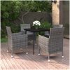 Matgrupp för trädgården 5 delar med dynor konstrotting och glas vidaXL 80 cm table length – miniatyr 1