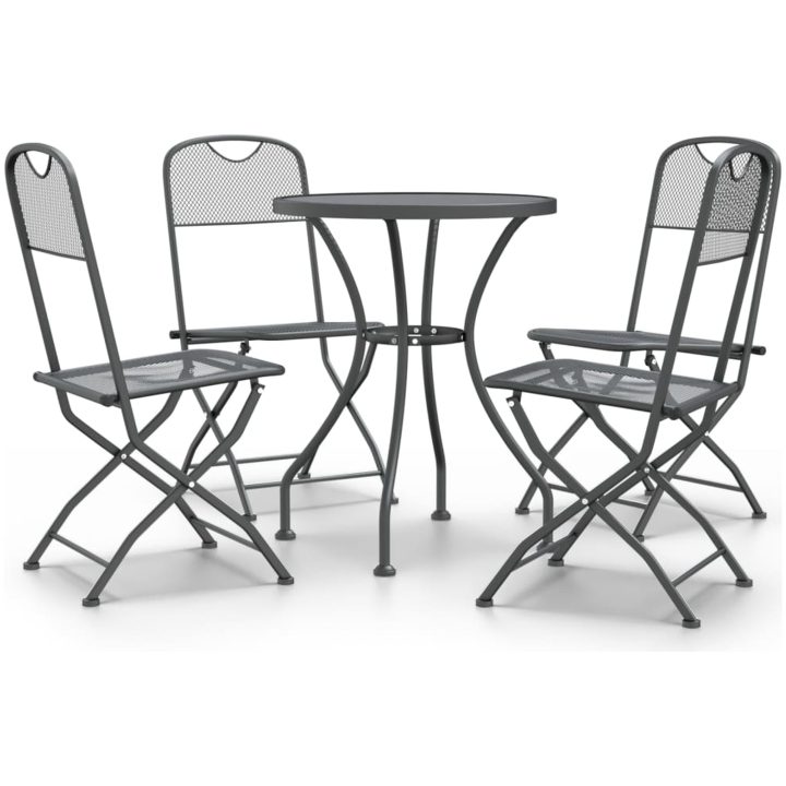 Matgrupp för trädgården 5 delar metallnät antracit vidaXL ⌀60 cm table – bild 2