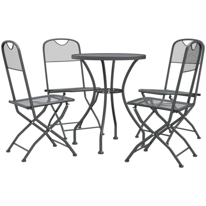 Matgrupp för trädgården 5 delar metallnät antracit vidaXL ⌀60 cm table – bild 3