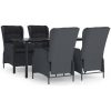 Matgrupp för trädgården 5 delar mörkgrå konstrottning vidaXL 160 cm table length – miniatyr 2