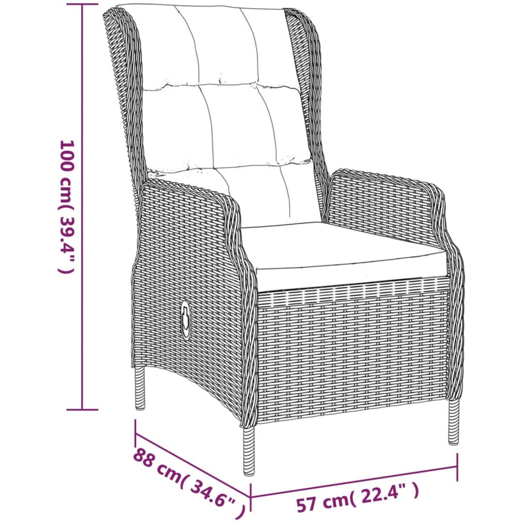 Matgrupp för trädgården 5 delar mörkgrå konstrottning vidaXL 160 cm table length – bild 11