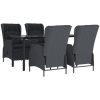 Matgrupp för trädgården 5 delar mörkgrå konstrottning vidaXL 160 cm table length – miniatyr 3