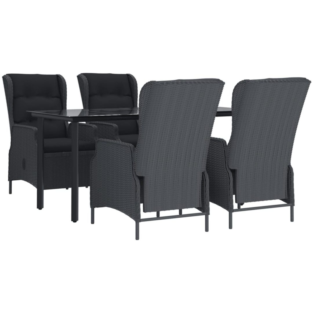 Matgrupp för trädgården 5 delar mörkgrå konstrottning vidaXL 160 cm table length – bild 3