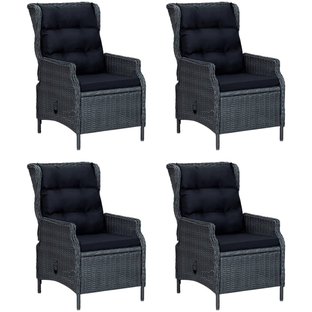Matgrupp för trädgården 5 delar mörkgrå konstrottning vidaXL 160 cm table length – bild 4