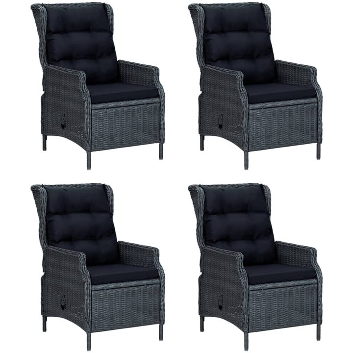 Matgrupp för trädgården 5 delar mörkgrå konstrottning vidaXL 160 cm table length – bild 4