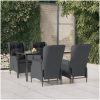 Matgrupp för trädgården 5 delar mörkgrå konstrottning vidaXL 160 cm table length – miniatyr 1