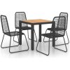 Matgrupp för trädgården 5 delar PVC-rotting svart och brun vidaXL 79 cm table length – miniatyr 2