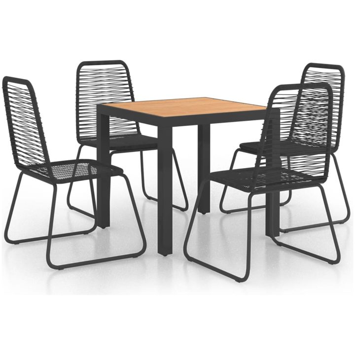 Matgrupp för trädgården 5 delar PVC-rotting svart och brun vidaXL 79 cm table length – bild 2