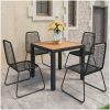 Matgrupp för trädgården 5 delar PVC-rotting svart och brun vidaXL 79 cm table length – miniatyr 1