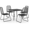 Matgrupp för trädgården 5 delar PVC-rotting svart vidaXL 80 cm table length – miniatyr 2