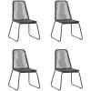 Matgrupp för trädgården 5 delar PVC-rotting svart vidaXL 80 cm table length – miniatyr 4