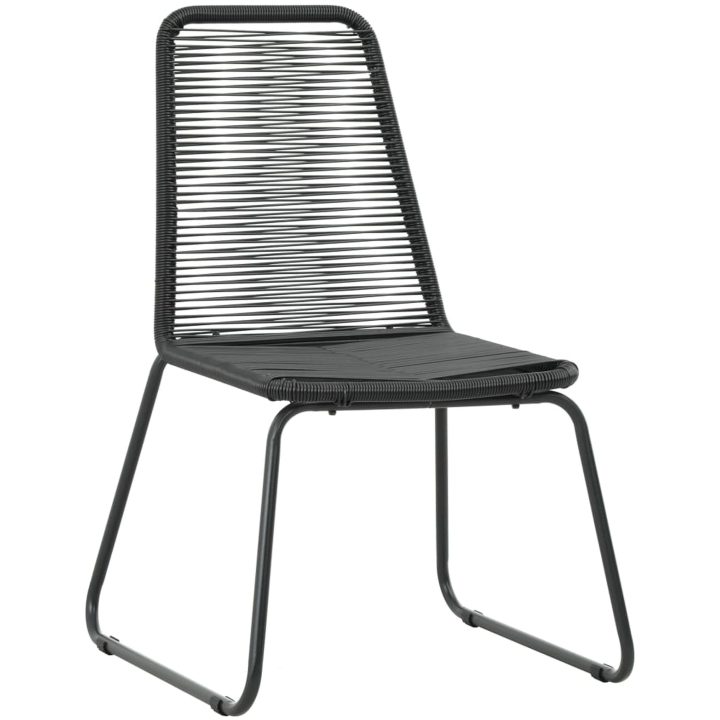 Matgrupp för trädgården 5 delar PVC-rotting svart vidaXL 80 cm table length – bild 5