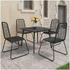 Matgrupp för trädgården 5 delar PVC-rotting svart vidaXL 80 cm table length – miniatyr 1