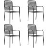 Matgrupp för trädgården 5 delar svart bomullsrep och stål vidaXL 160 cm table length – miniatyr 4
