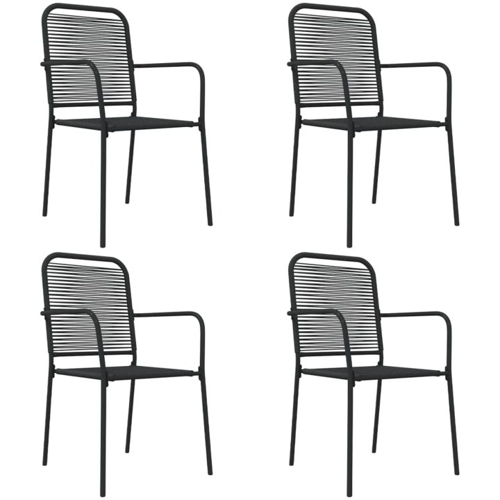Matgrupp för trädgården 5 delar svart bomullsrep och stål vidaXL 160 cm table length – bild 4