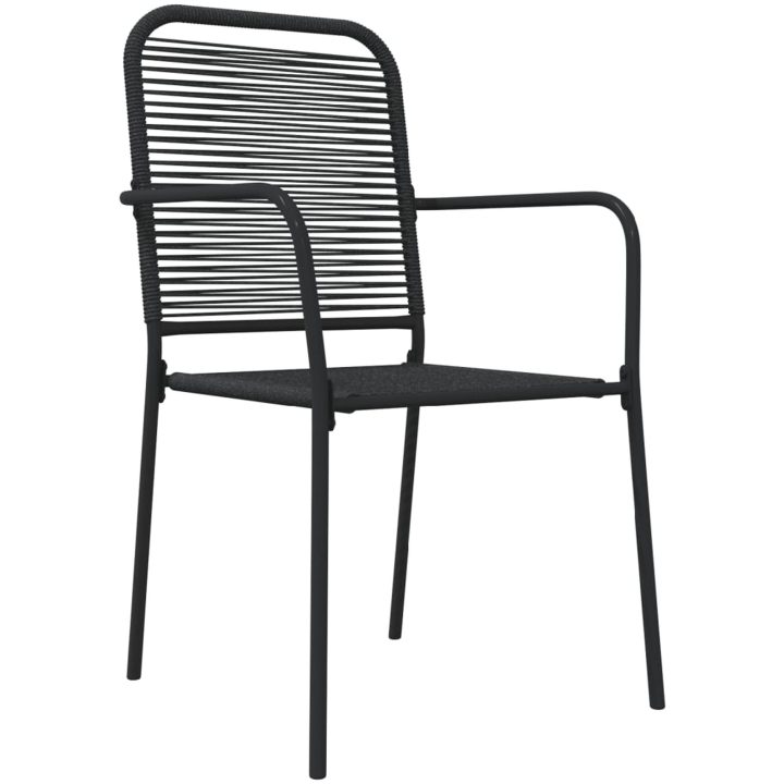 Matgrupp för trädgården 5 delar svart bomullsrep och stål vidaXL 160 cm table length – bild 5