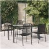 Matgrupp för trädgården 5 delar svart bomullsrep och stål vidaXL 160 cm table length – miniatyr 1