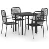 Matgrupp för trädgården 5 delar svart glas och stål vidaXL 80 cm table length – miniatyr 2