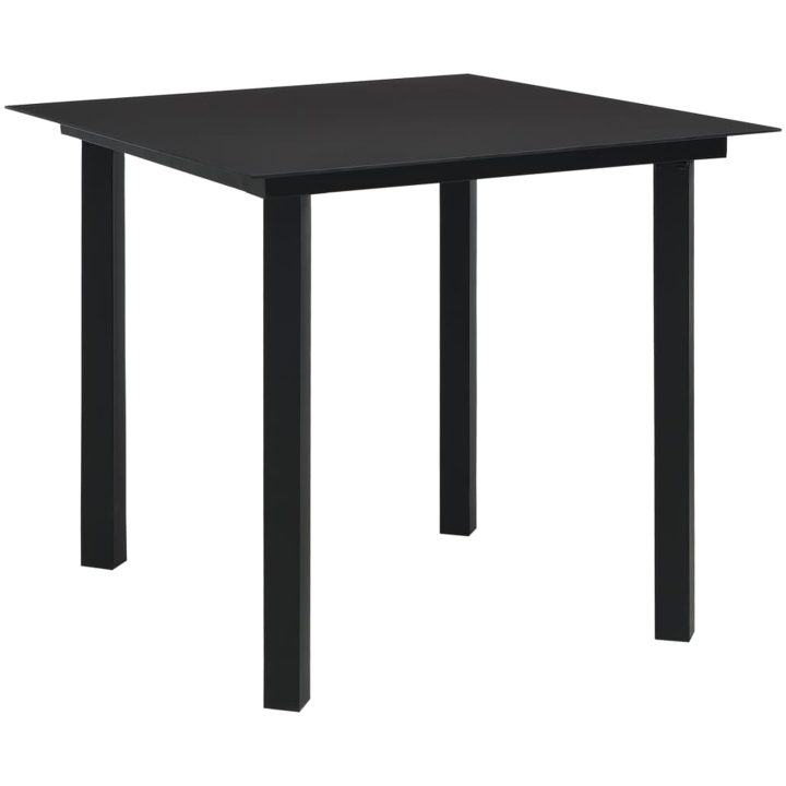Matgrupp för trädgården 5 delar svart glas och stål vidaXL 80 cm table length – bild 3