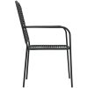 Matgrupp för trädgården 5 delar svart glas och stål vidaXL 80 cm table length – miniatyr 9