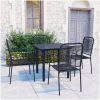 Matgrupp för trädgården 5 delar svart glas och stål vidaXL 80 cm table length – miniatyr 1