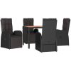 Matgrupp för trädgården 5 delar svart konstrotting&massivakacia vidaXL 90 x 90 x 75 cm – miniatyr 3
