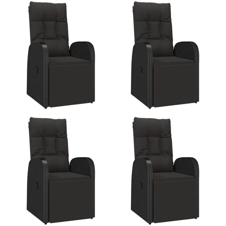 Matgrupp för trädgården 5 delar svart konstrotting&massivakacia vidaXL 90 x 90 x 75 cm – bild 4