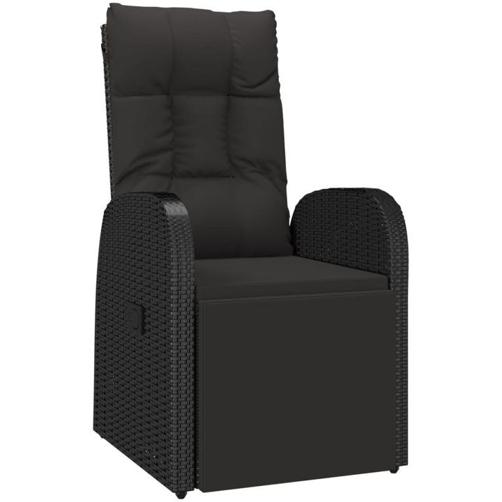 Matgrupp för trädgården 5 delar svart konstrotting&massivakacia vidaXL 90 x 90 x 75 cm – bild 5