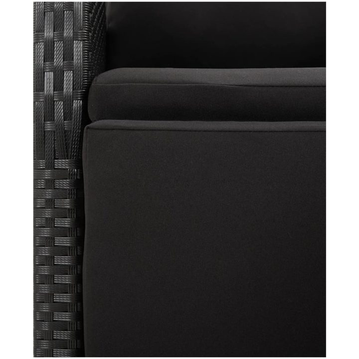 Matgrupp för trädgården 5 delar svart konstrotting&massivakacia vidaXL 90 x 90 x 75 cm – bild 7